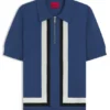 Stripe-detail knit sweater with zip neck