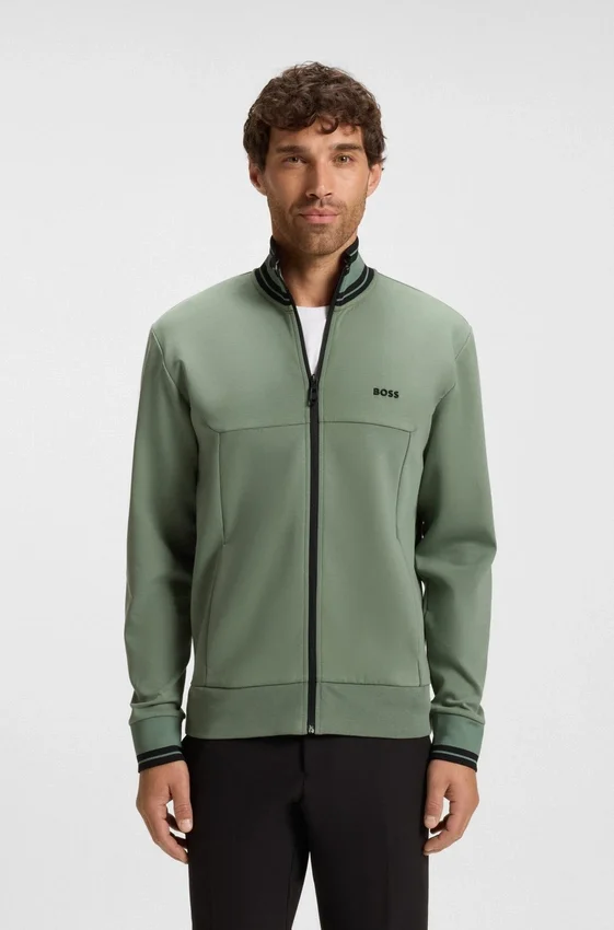 Stripe-detail zip-up sweatshirt in a cotton blend Stripe-detail zip-up sweatshirt in a cotton blend