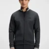 Stripe-detail zip-up sweatshirt in a cotton blend Stripe-detail zip-up sweatshirt in a cotton blend