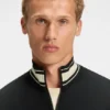 Stripe-detail zip-up sweatshirt in a cotton blend Stripe-detail zip-up sweatshirt in a cotton blend