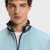 Stripe-detail zip-up sweatshirt in a cotton blend Stripe-detail zip-up sweatshirt in a cotton blend