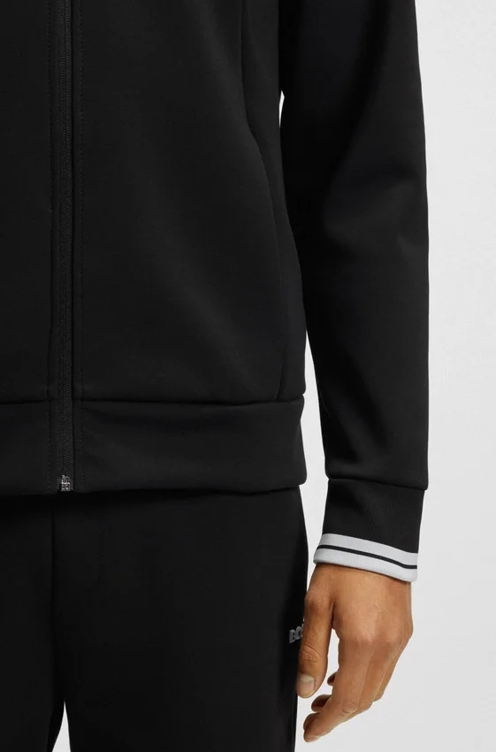 Stripe-detail zip-up sweatshirt in a cotton blend Stripe-detail zip-up sweatshirt in a cotton blend