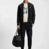 Stripe-detail zip-up sweatshirt in a cotton blend Stripe-detail zip-up sweatshirt in a cotton blend