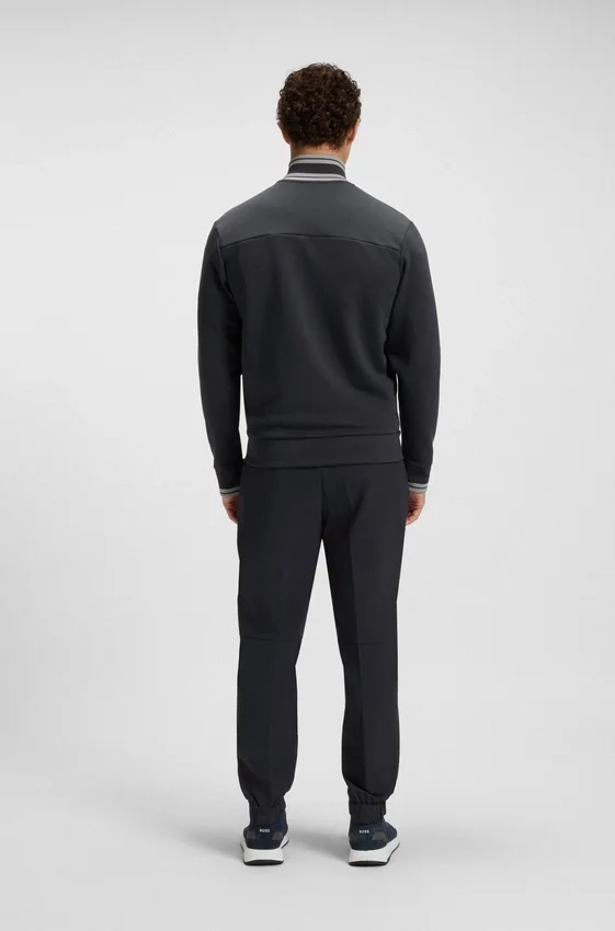 Stripe-detail zip-up sweatshirt in a cotton blend Stripe-detail zip-up sweatshirt in a cotton blend