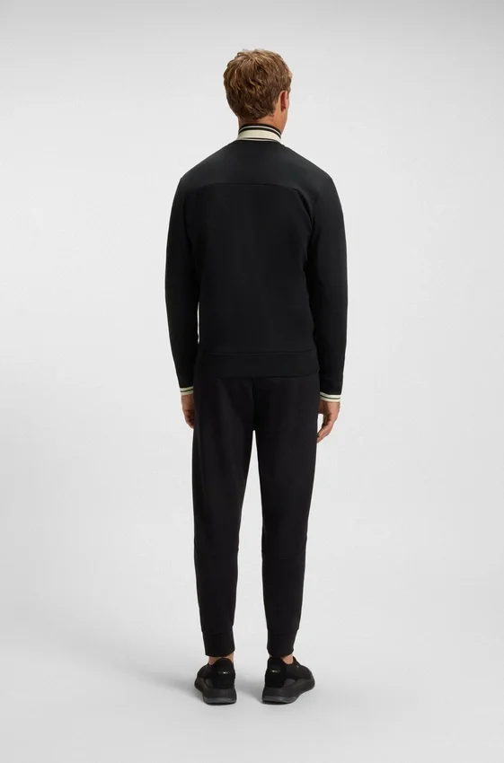 Stripe-detail zip-up sweatshirt in a cotton blend Stripe-detail zip-up sweatshirt in a cotton blend