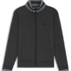 Stripe-detail zip-up sweatshirt in a cotton blend Stripe-detail zip-up sweatshirt in a cotton blend
