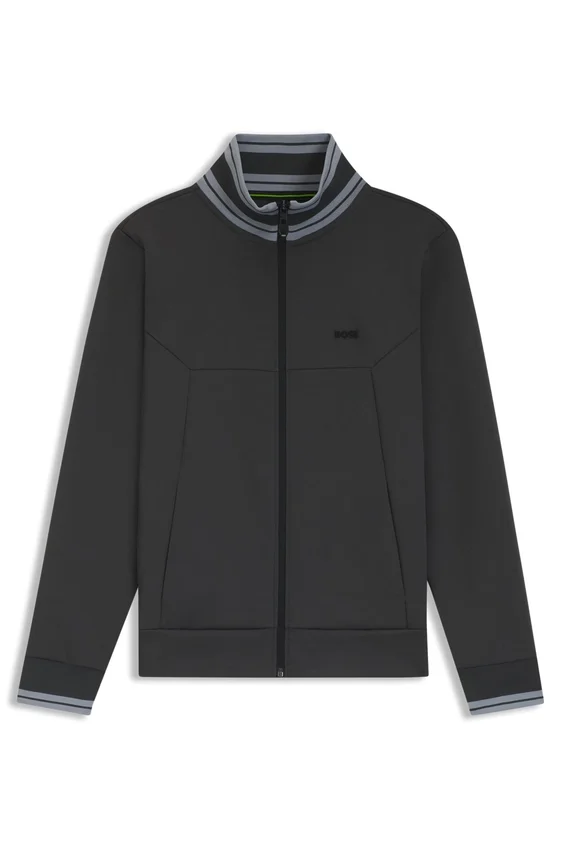 Stripe-detail zip-up sweatshirt in a cotton blend Stripe-detail zip-up sweatshirt in a cotton blend