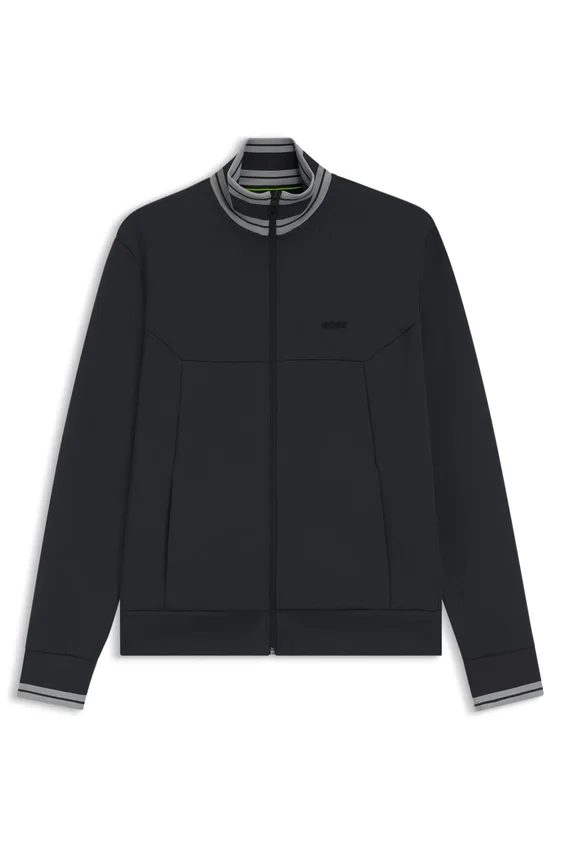 Stripe-detail zip-up sweatshirt in a cotton blend Stripe-detail zip-up sweatshirt in a cotton blend