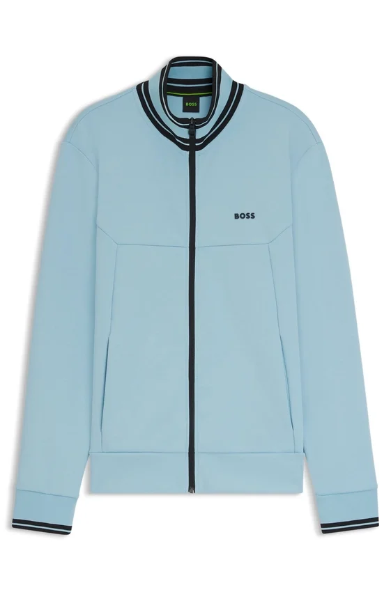 Stripe-detail zip-up sweatshirt in a cotton blend Stripe-detail zip-up sweatshirt in a cotton blend