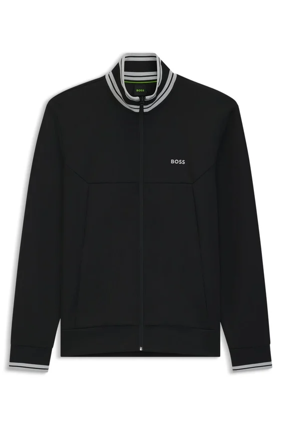 Stripe-detail zip-up sweatshirt in a cotton blend Stripe-detail zip-up sweatshirt in a cotton blend