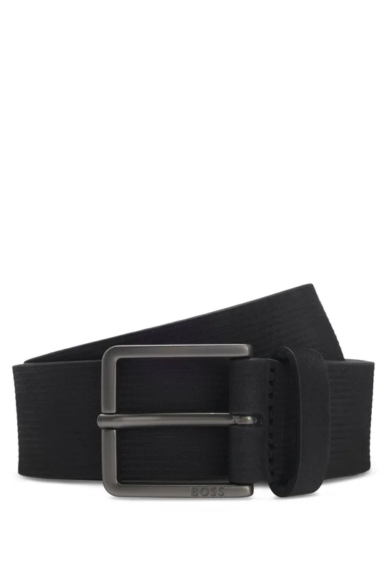 Stripe-pattern belt in Italian leather Stripe-pattern belt in Italian leather