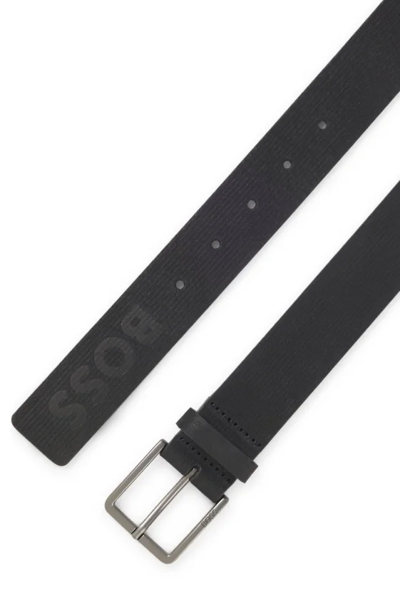 Stripe-pattern belt in Italian leather Stripe-pattern belt in Italian leather