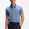 Stripe-trim polo shirt in stretch cotton Stripe-trim polo shirt in stretch cotton