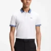 Stripe-trim polo shirt in stretch cotton Stripe-trim polo shirt in stretch cotton