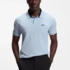 Stripe-trim polo shirt in stretch cotton Stripe-trim polo shirt in stretch cotton