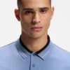 Stripe-trim polo shirt in stretch cotton Stripe-trim polo shirt in stretch cotton