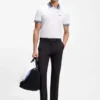 Stripe-trim polo shirt in stretch cotton Stripe-trim polo shirt in stretch cotton