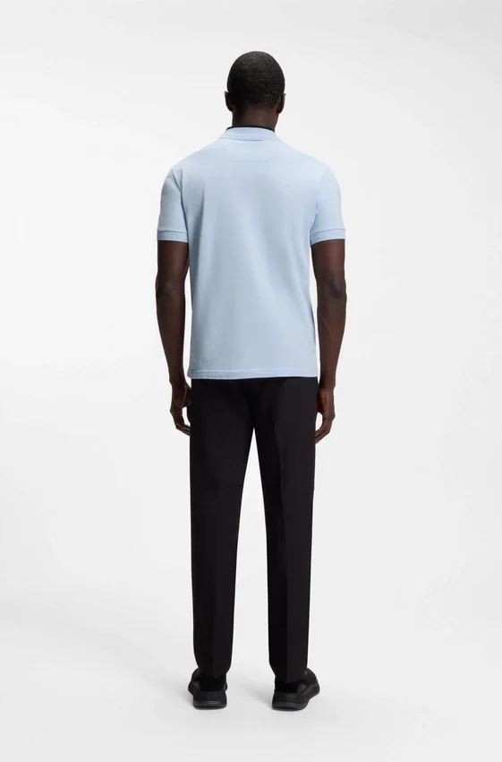 Stripe-trim polo shirt in stretch cotton Stripe-trim polo shirt in stretch cotton
