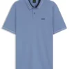 Stripe-trim polo shirt in stretch cotton Stripe-trim polo shirt in stretch cotton
