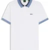 Stripe-trim polo shirt in stretch cotton Stripe-trim polo shirt in stretch cotton