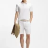 Stripe-trim slim-fit polo shirt in mercerised cotton Stripe-trim slim-fit polo shirt in mercerised cotton