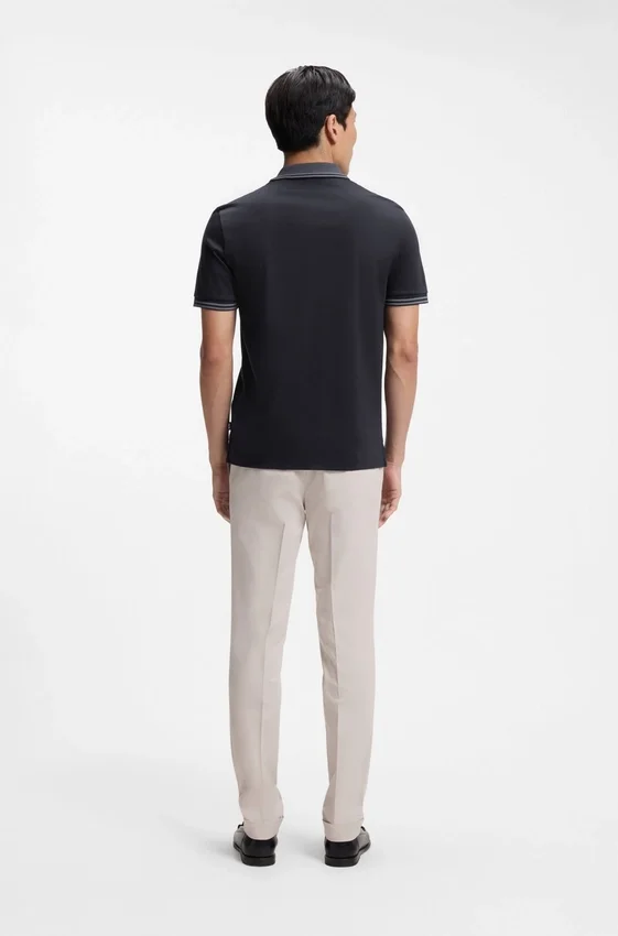 Stripe-trim slim-fit polo shirt in mercerised cotton Stripe-trim slim-fit polo shirt in mercerised cotton