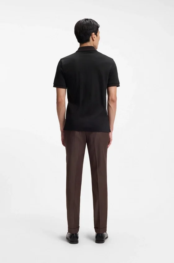 Stripe-trim slim-fit polo shirt in mercerised cotton Stripe-trim slim-fit polo shirt in mercerised cotton