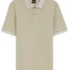Stripe-trim slim-fit polo shirt in mercerised cotton Stripe-trim slim-fit polo shirt in mercerised cotton