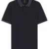 Stripe-trim slim-fit polo shirt in mercerised cotton Stripe-trim slim-fit polo shirt in mercerised cotton