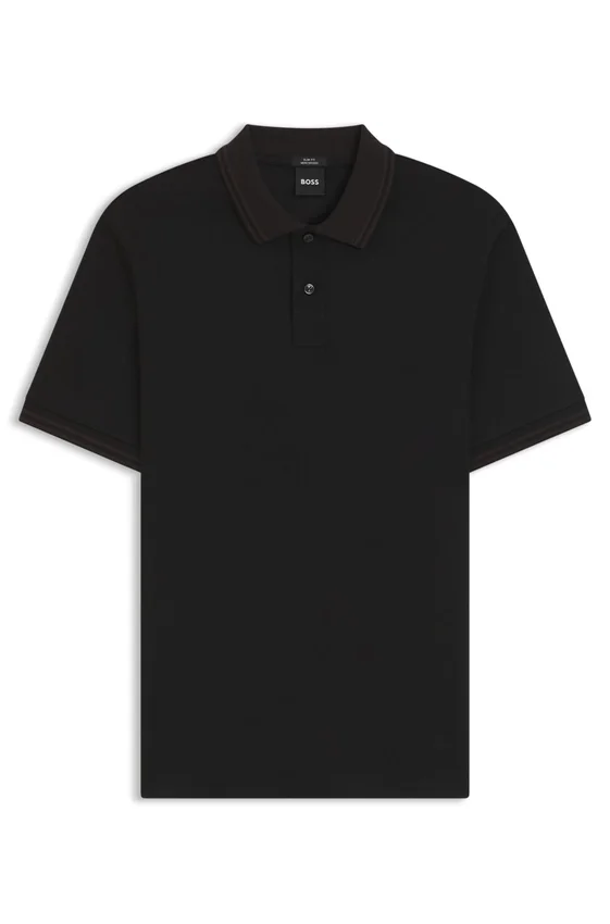 Stripe-trim slim-fit polo shirt in mercerised cotton Stripe-trim slim-fit polo shirt in mercerised cotton