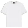 Stripe-trim T-shirt in mercerised cotton