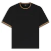 Stripe-trim T-shirt in mercerised cotton