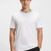 Striped-collar T-shirt in cotton jersey