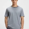 Striped-collar T-shirt in cotton jersey