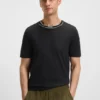 Striped-collar T-shirt in cotton jersey