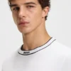 Striped-collar T-shirt in cotton jersey