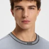 Striped-collar T-shirt in cotton jersey