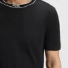 Striped-collar T-shirt in cotton jersey