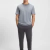 Striped-collar T-shirt in cotton jersey