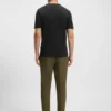 Striped-collar T-shirt in cotton jersey