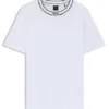 Striped-collar T-shirt in cotton jersey