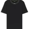 Striped-collar T-shirt in cotton jersey
