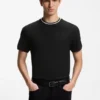 Striped-collar T-shirt in cotton piqué