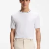 Striped-collar T-shirt in cotton piqué