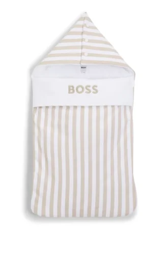 Striped cotton baby nest with embroidered logo