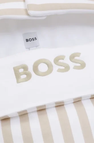 Striped cotton baby nest with embroidered logo