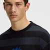 Striped-cotton T-shirt with Happy HUGO logo