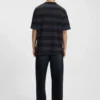 Striped-cotton T-shirt with Happy HUGO logo