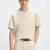 Striped-cuff T-shirt in mercerised cotton