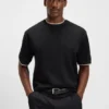 Striped-cuff T-shirt in mercerised cotton